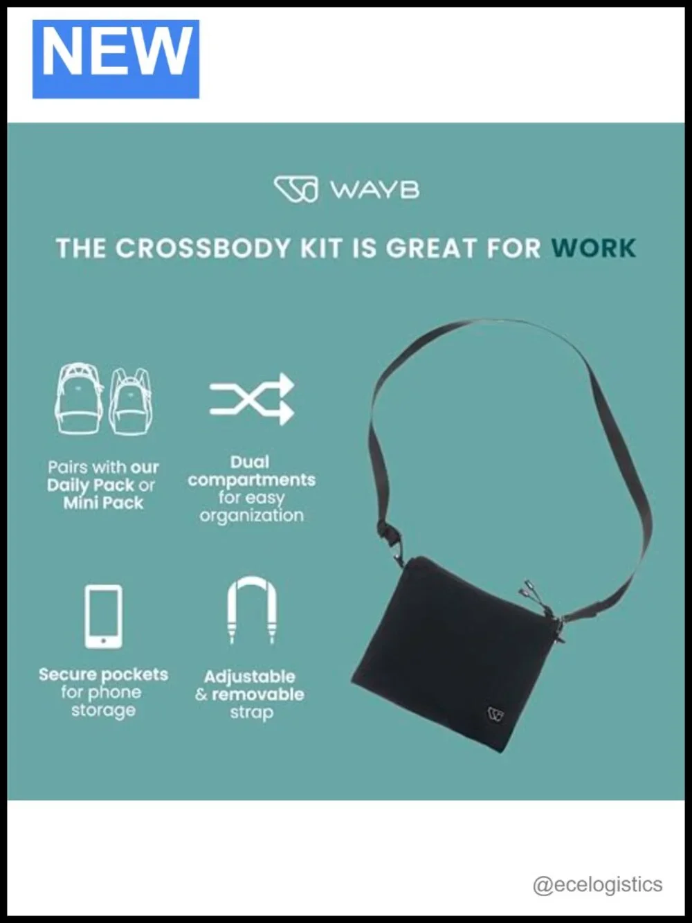 Nylon Crossbody Bag with Secure Phone Pocket, Adjustable Strap, 2 Compartments